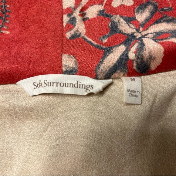 Soft Surroundings Red Floral Cardigan SZ M - Picture 4 of 6